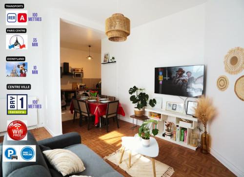 Torcy-le-Grand Apartment | 100m Train RER A, 10' Disneyland, 34' Paris centre, Cars x2