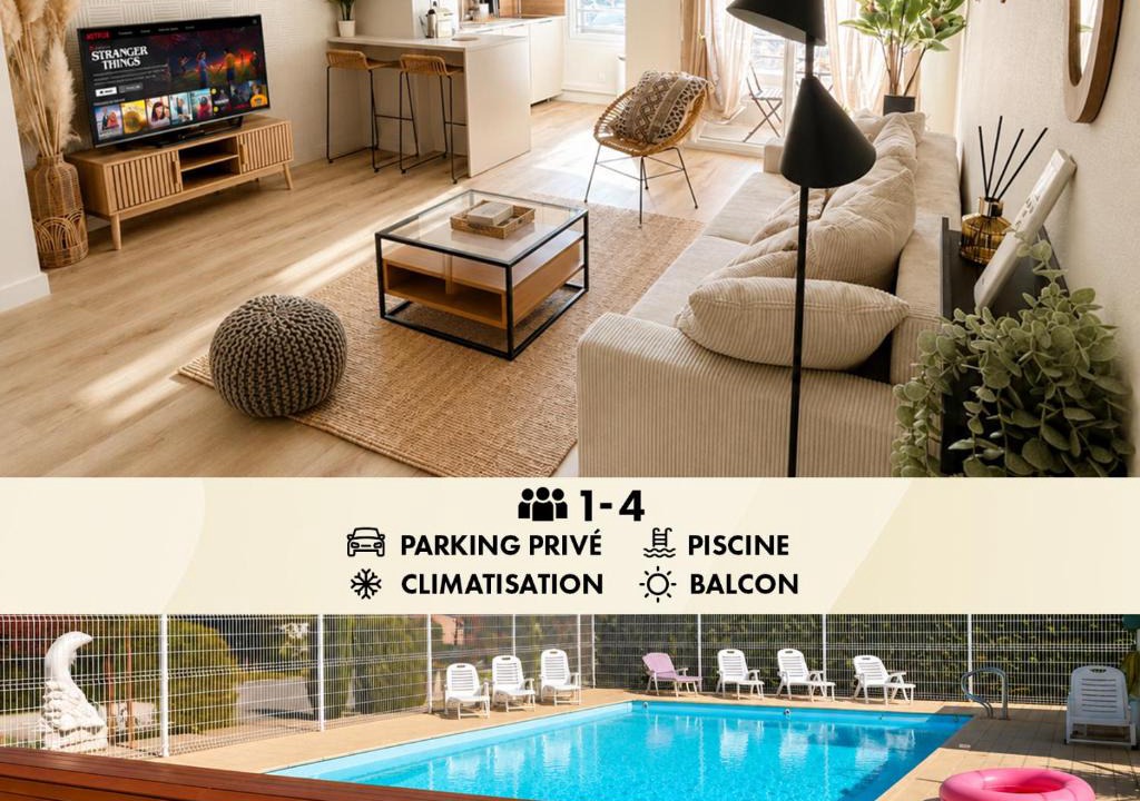 L'Isle-d'Abeau Apartment | Moderne et Cosy T2 - Parking & Clim & Piscine & Balcon - LYON 25 min
