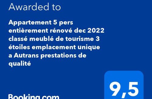 Autrans Apartment | le face au tremplin Appartement 5 pers entièrement rénové dec 2022 classé meublé de tourisme 3 étoiles emplacement unique a Autrans proche du village prestations de qualité