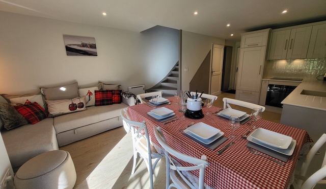 3 bedroom chalet with shared swimming pool access, downstairs recently renovated