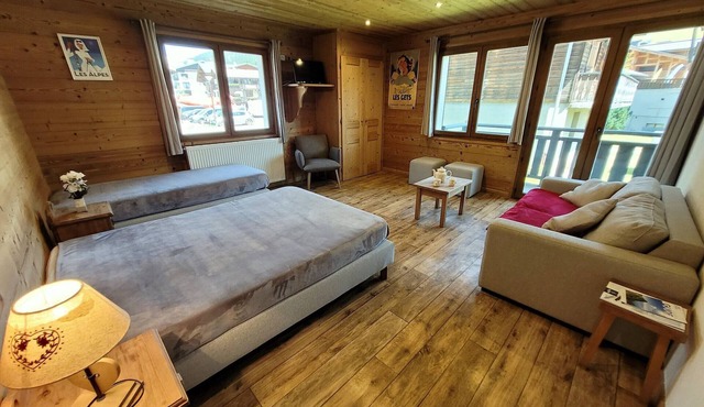 Comfortable family apartment in Les Gets, sleeps 4, balcony and WiFi