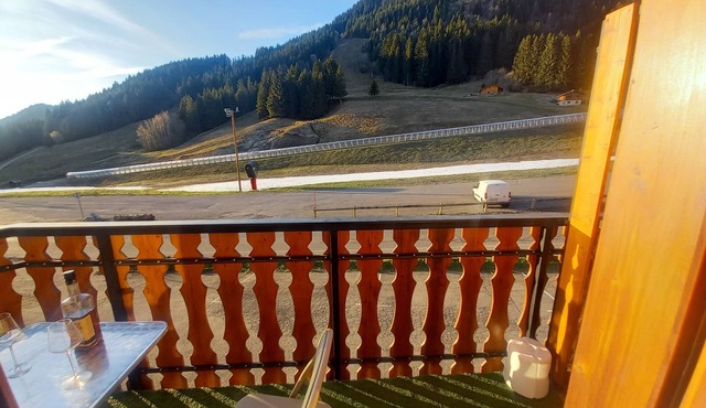 Flat w/ panoramic mountain view + near ski slopes
