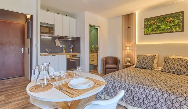 Studio with balcony, parking, pets welcome - 2 guests in Barbotan-les-Thermes